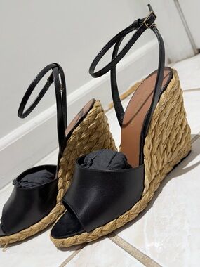 Yves Saint Laurent Paloma 95 espadrille wedge sandal authentic *